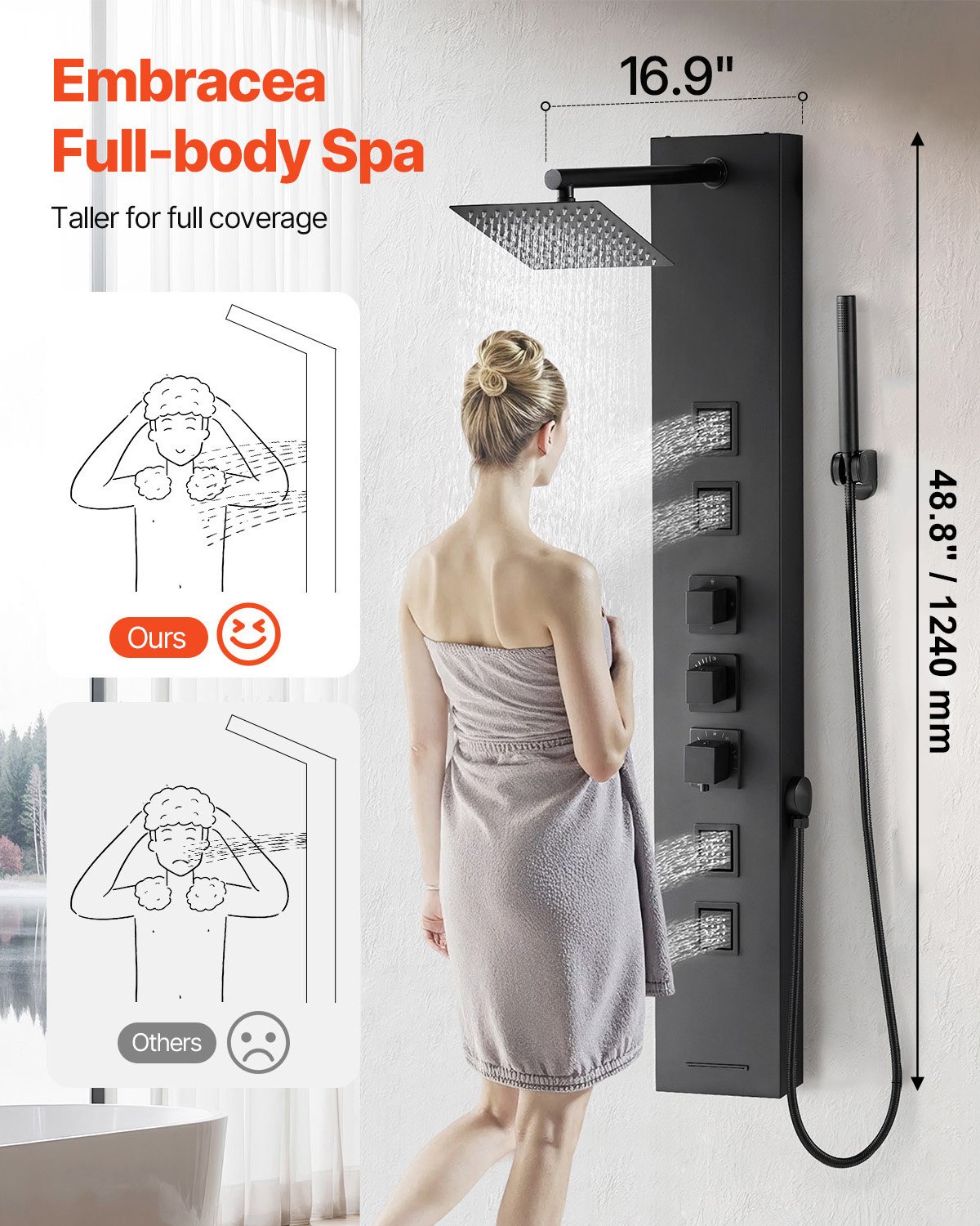 VEVOR Outdoor Shower Panel Column with Thermometer
