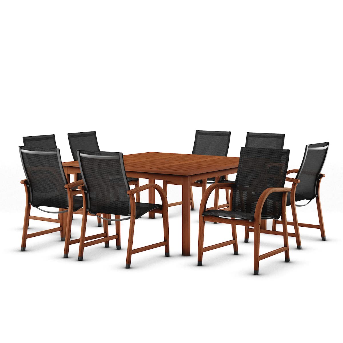 Vifah Renaissance Outdoor 9-Piece Hand-Scraped Eucalyptus Dining Set