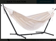 Vivere Double Hammock with Space-Saving Steel Stand, 9 ft