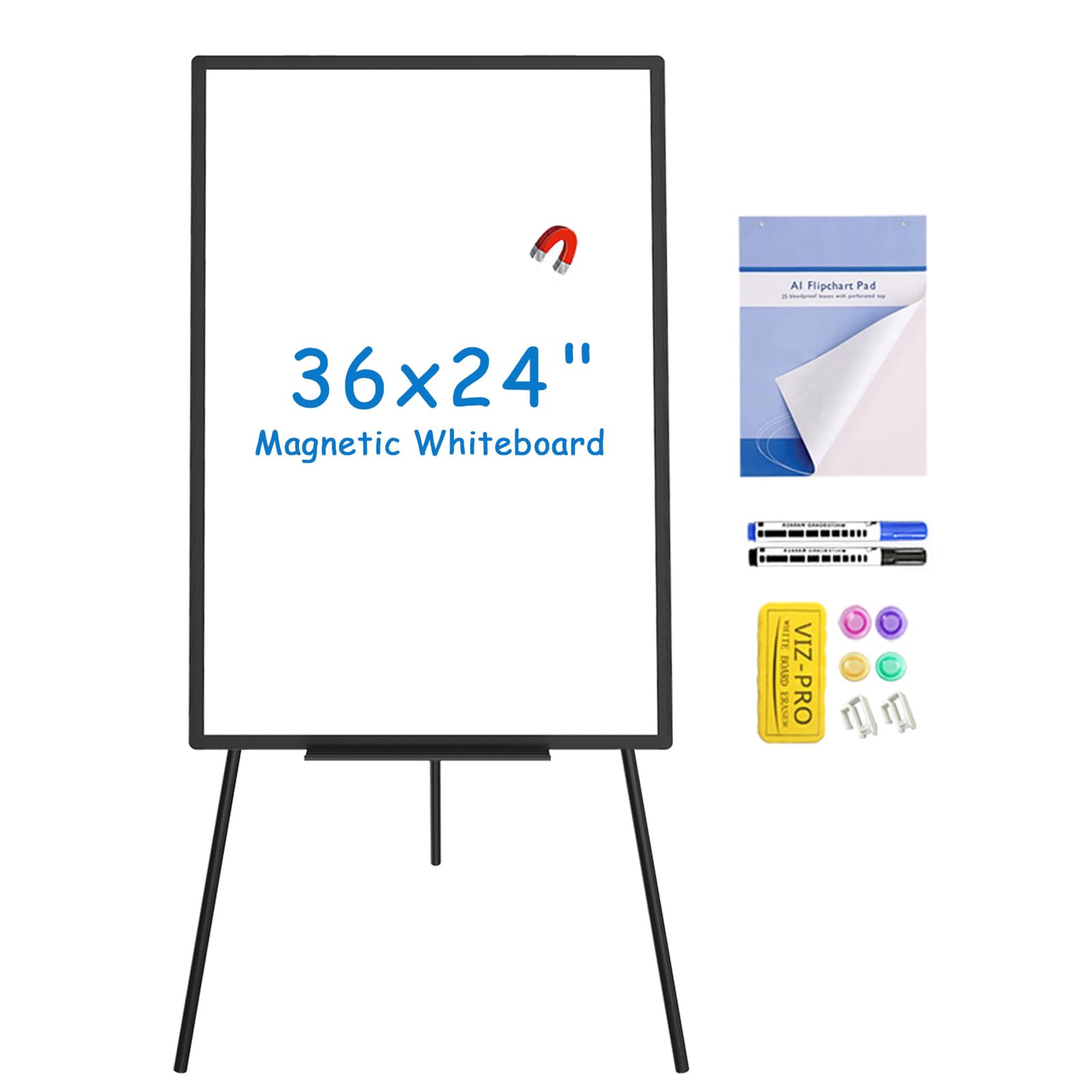 VIZ-PRO Portable Whiteboard Easel, 36 x 24 Inches