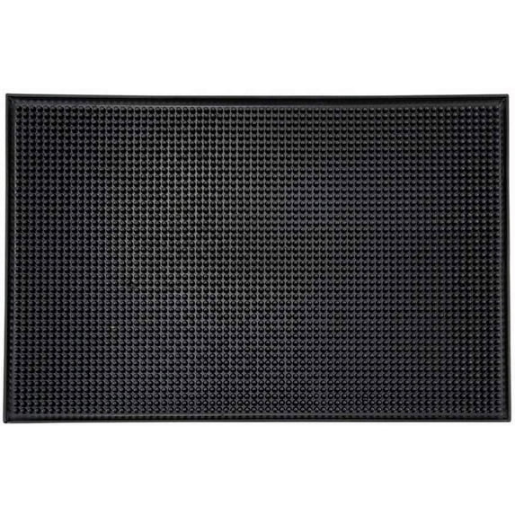 Winco BM-1218 Black Rubber Bar Service Mat, 18 x 12-Inch