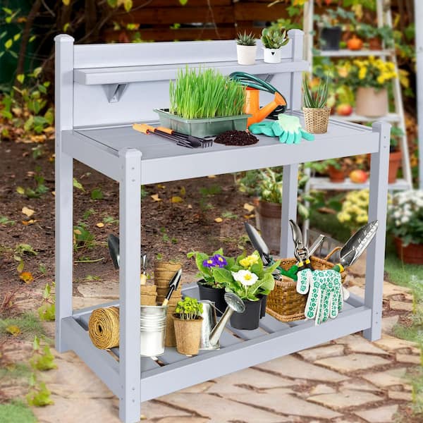 Yaheetech Potting Bench Table with Lower Storage Shelf