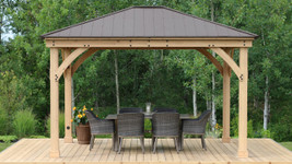 Yardistry 12 ft. x 14 ft. Cedar Wood Pergola with Aluminum Roof