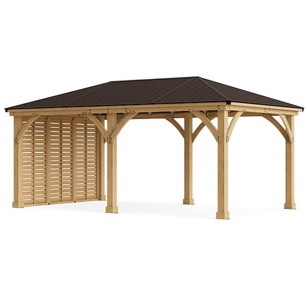 Yardistry 12 ft. x 16 ft. Cedar Wood Gazebo with Aluminum Roof