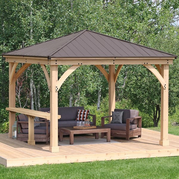 Yardistry 12x14 Cedar Meridian Gazebo Kit with Steel Roof