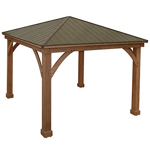Yardistry 12x14 ft Wood and Aluminum Roof Gazebo